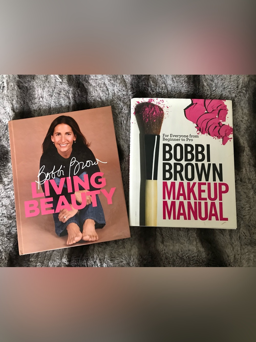 Bobbi Brown Makeup Manual & Living Beauty Books - Pink and White Covers